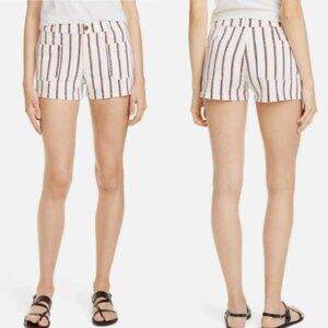 New! Frame Le Bardot Denim Shorts In Classic Stripe Size 26 26654